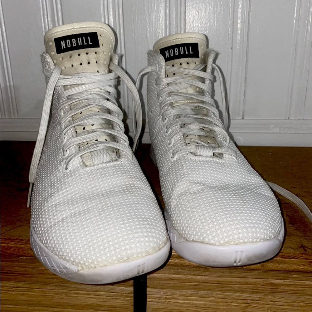 White Nobull high tops. Size 8.5 in mens, 10 in womens.
